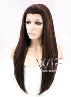 24" Straight Mixed Brown Lace Front Synthetic Wig LF021