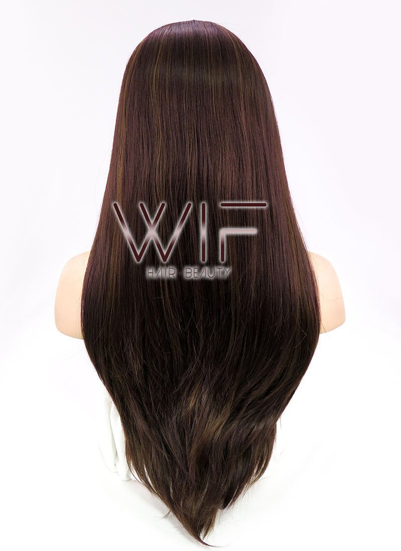 24" Straight Mixed Brown Lace Front Synthetic Wig LF021