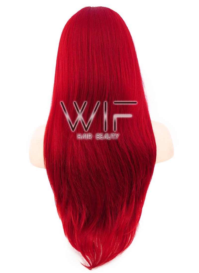 24" Straight Red Lace Front Synthetic Wig LF025