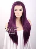 24" Straight Dark Purple Lace Front Synthetic Wig LF029