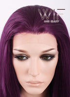 24" Straight Dark Purple Lace Front Synthetic Wig LF029