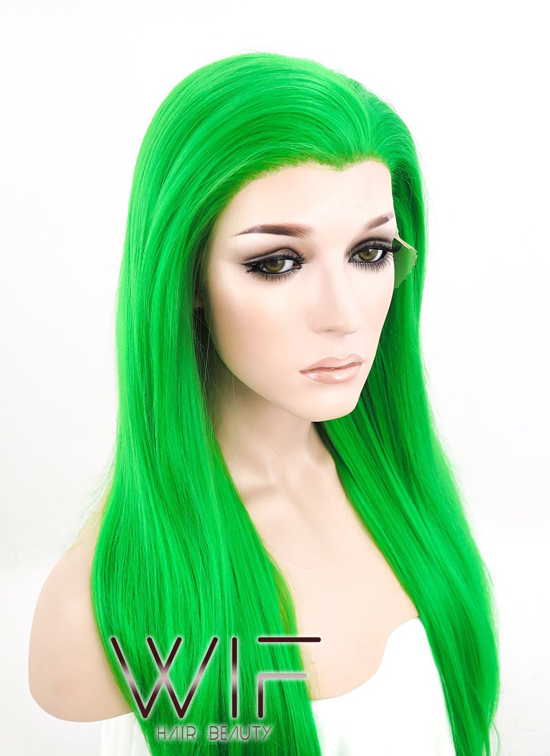 24" Straight Green Lace Front Synthetic Wig LF031