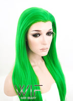 24" Straight Green Lace Front Synthetic Wig LF031
