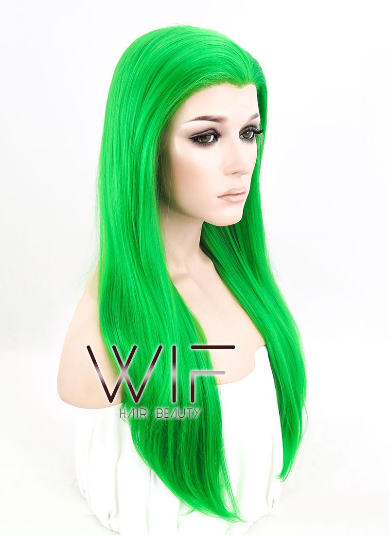 24" Straight Green Lace Front Synthetic Wig LF031