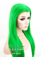 24" Straight Green Lace Front Synthetic Wig LF031