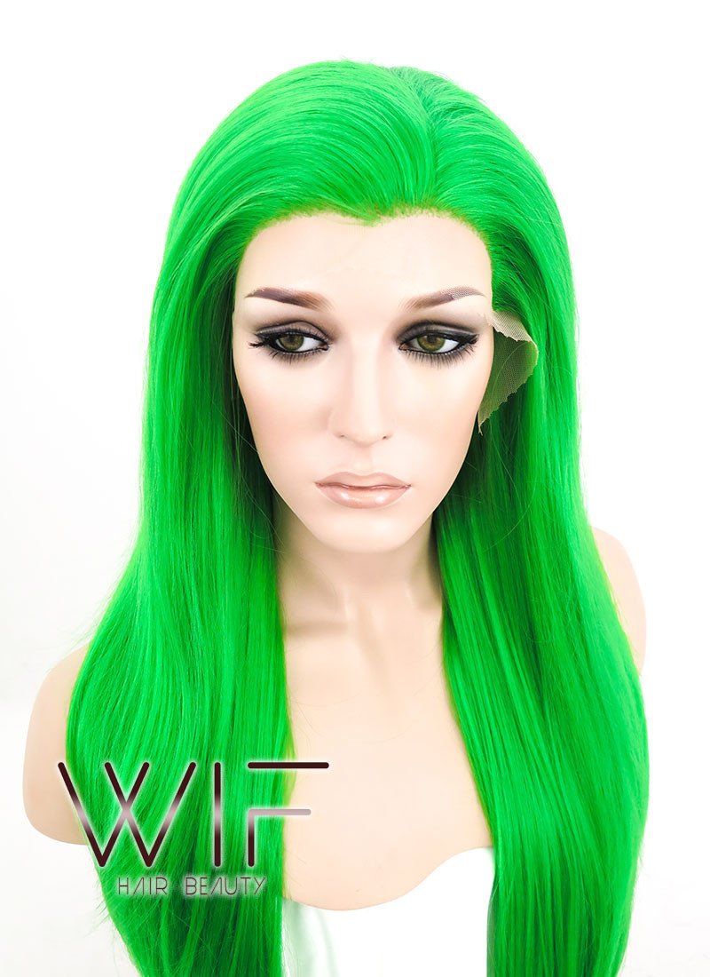 24" Straight Green Lace Front Synthetic Wig LF031