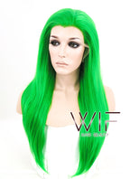 24" Straight Green Lace Front Synthetic Wig LF031