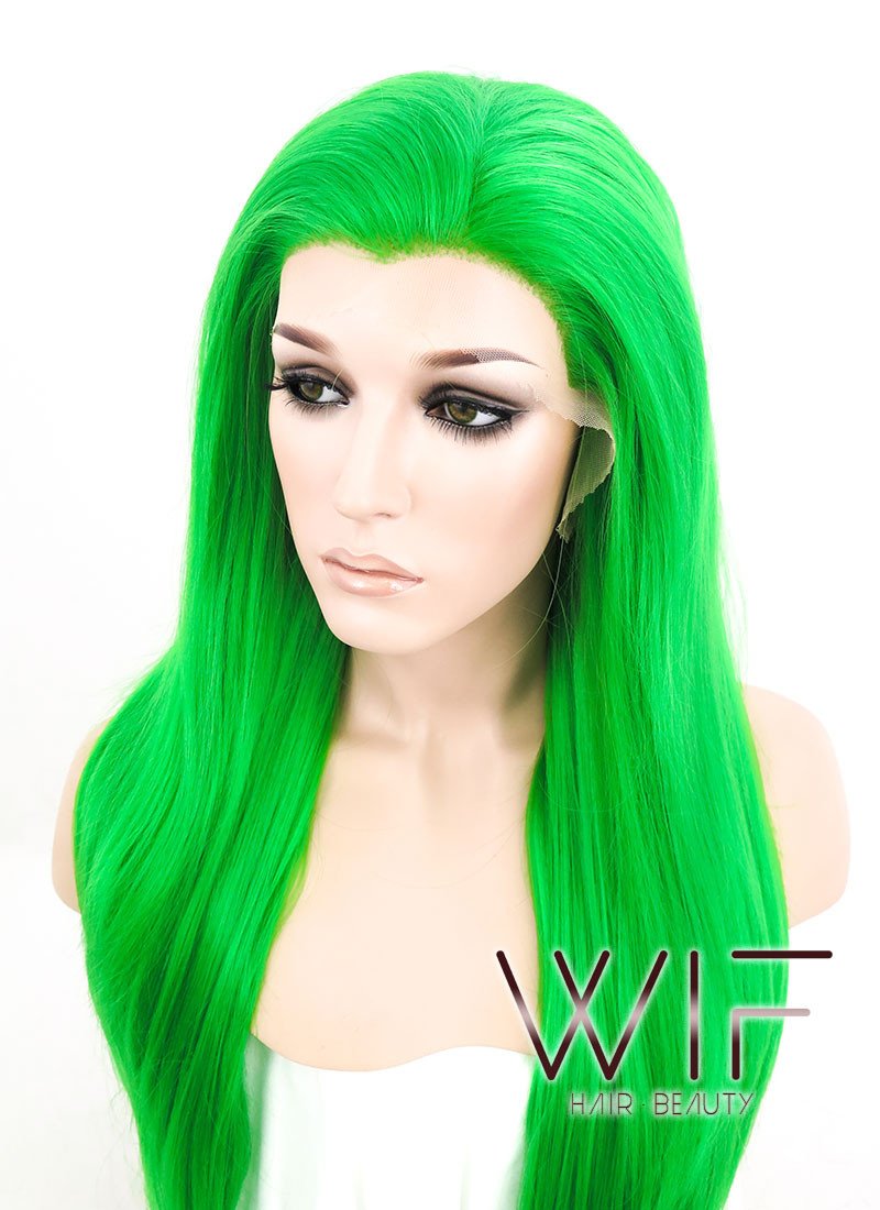 24" Straight Green Lace Front Synthetic Wig LF031
