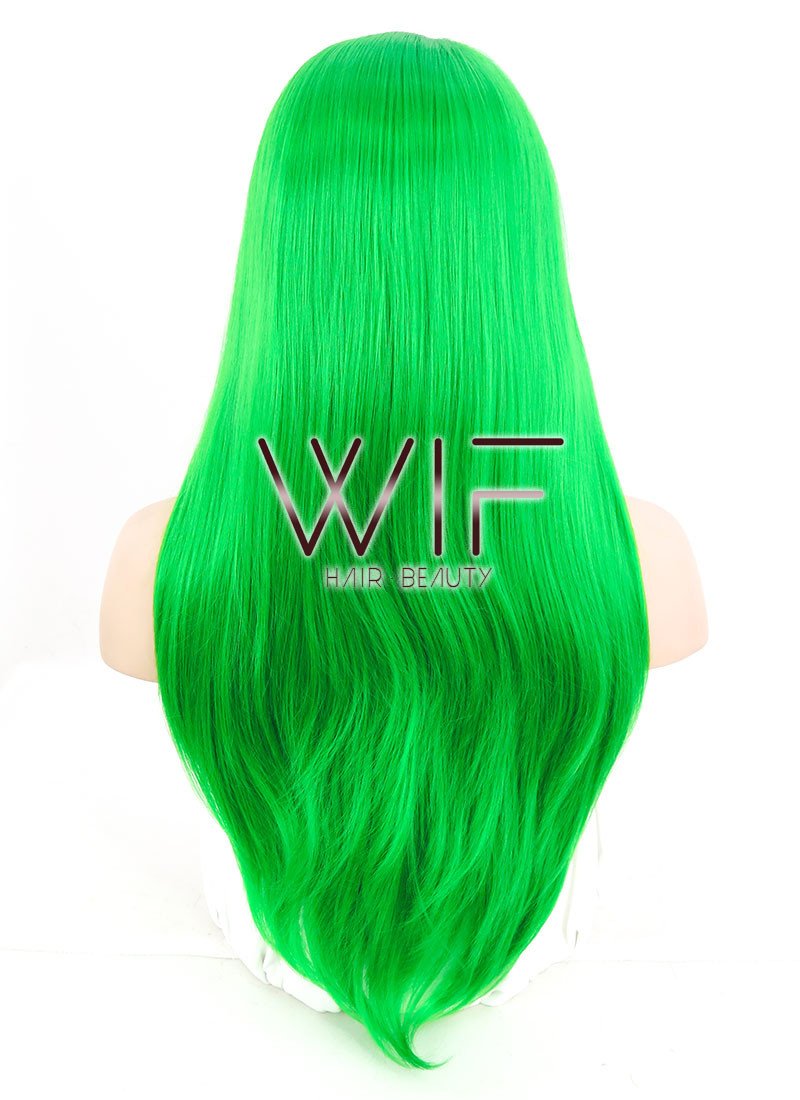 24" Straight Green Lace Front Synthetic Wig LF031
