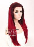 24" Straight Two Tone Red Lace Front Synthetic Wig LF033
