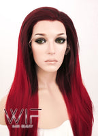 24" Straight Two Tone Red Lace Front Synthetic Wig LF033