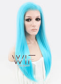 24" Straight Light Blue Lace Front Synthetic Wig LF036
