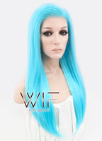 24" Straight Light Blue Lace Front Synthetic Wig LF036