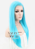24" Straight Light Blue Lace Front Synthetic Wig LF036