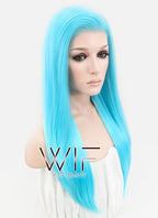24" Straight Light Blue Lace Front Synthetic Wig LF036
