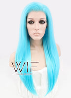 24" Straight Light Blue Lace Front Synthetic Wig LF036