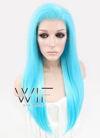 24" Straight Light Blue Lace Front Synthetic Wig LF036