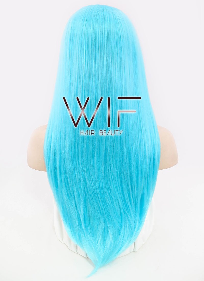 24" Straight Light Blue Lace Front Synthetic Wig LF036