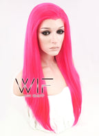 24" Straight Hot Pink Lace Front Synthetic Wig LF038