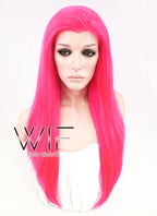 24" Straight Hot Pink Lace Front Synthetic Wig LF038