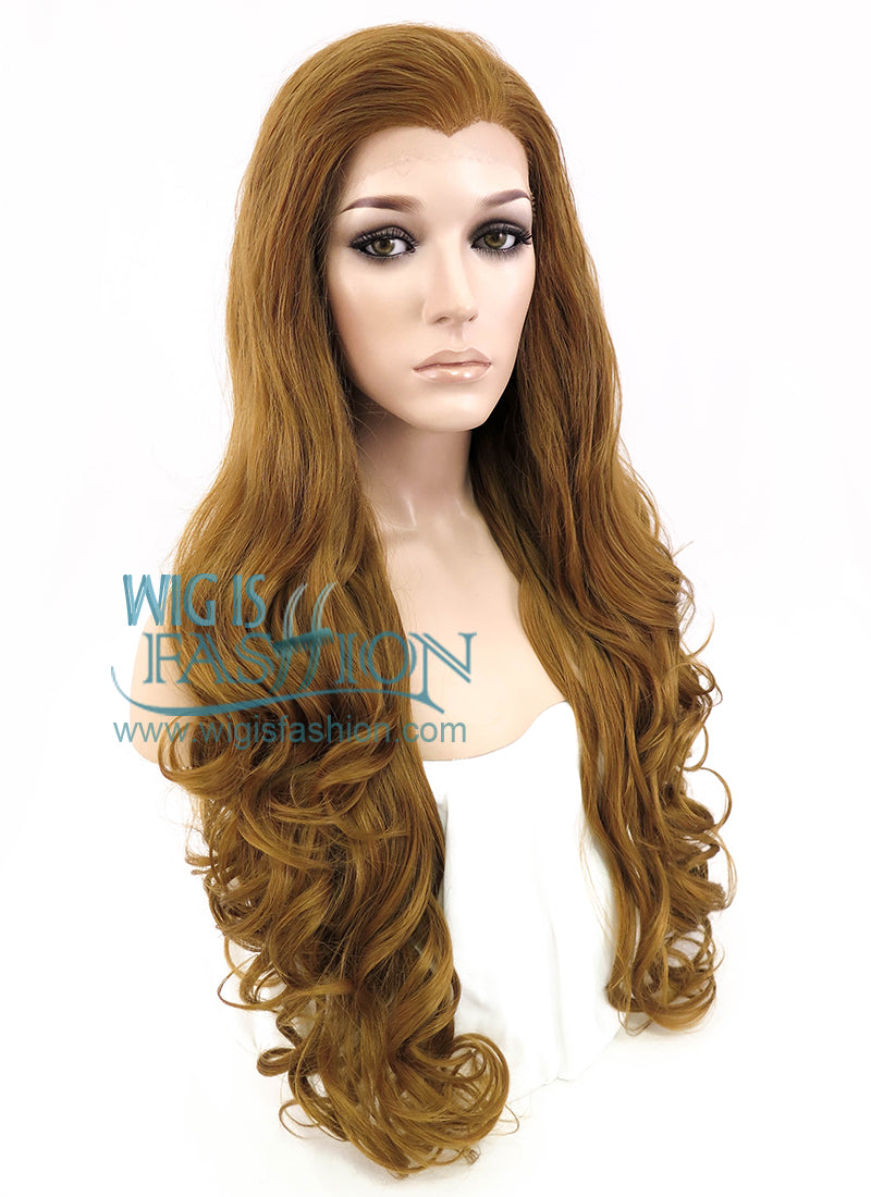 24" Wavy Light Ash Blonde Lace Front Synthetic Wig LF101