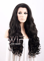 26" Long Curly Natural Black Heat OK Lace Front Wig LF071 Kim Kardashian Inspired