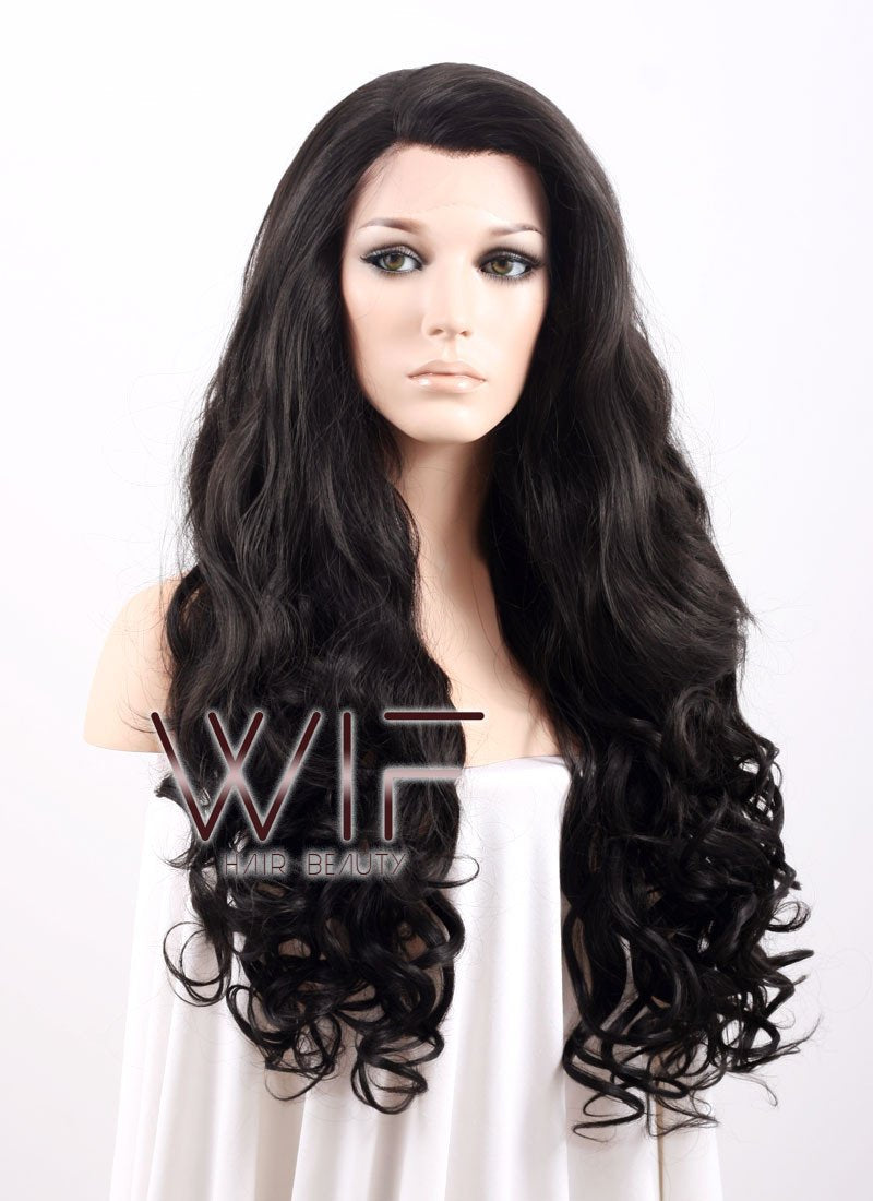26" Long Curly Natural Black Heat OK Lace Front Wig LF071 Kim Kardashian Inspired