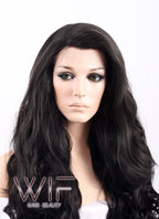 26" Long Curly Natural Black Heat Resistant Lace Front Synthetic Hair Wig LF071