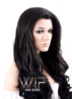 26" Long Curly Natural Black Heat Resistant Lace Front Synthetic Hair Wig LF071