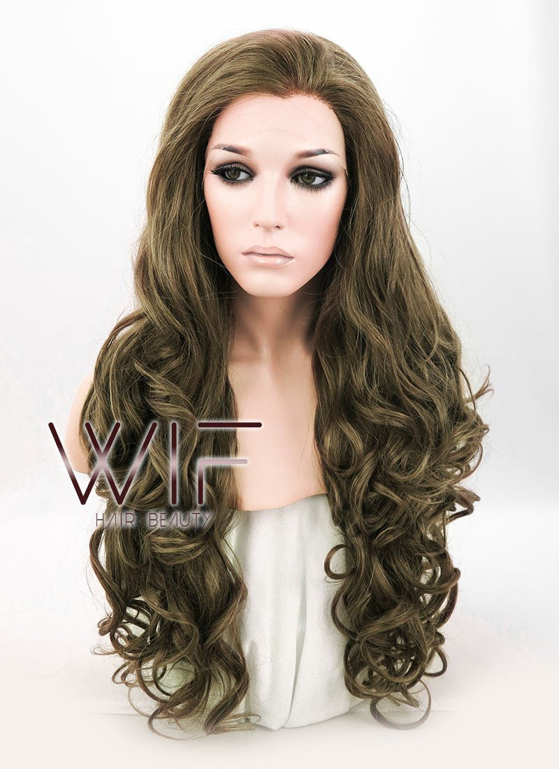 26" Wavy Ash Brown Lace Front Synthetic Wig LF076