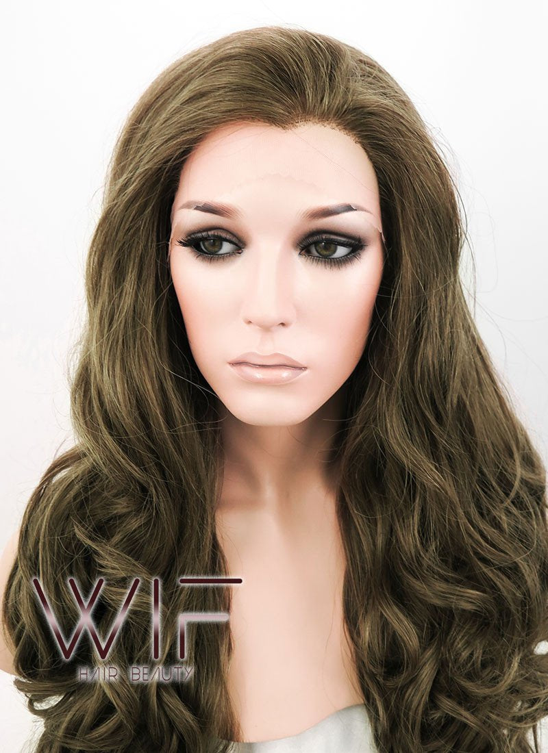 26" Wavy Ash Brown Lace Front Synthetic Wig LF076