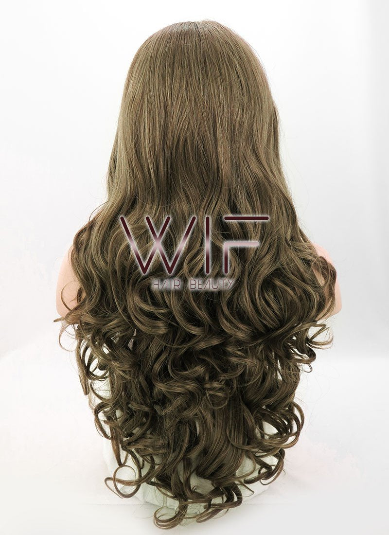 26" Wavy Ash Brown Lace Front Synthetic Wig LF076