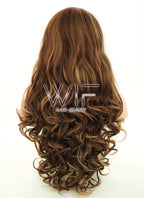 26" Wavy Brown Mixed Blonde Lace Front Synthetic Wig LF083