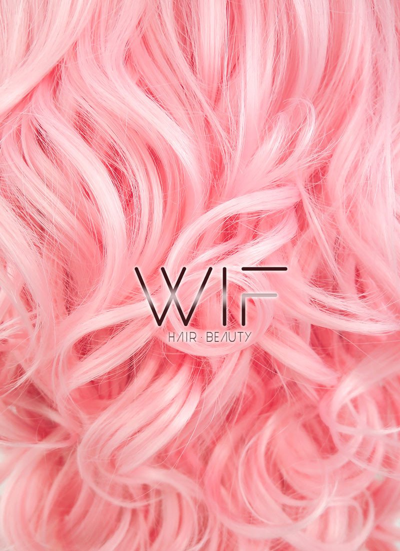 26" Wavy Pink Lace Front Synthetic Wig LF084