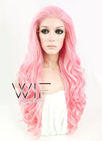 26" Wavy Pink Lace Front Synthetic Wig LF084