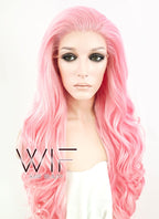 26" Wavy Pink Lace Front Synthetic Wig LF084