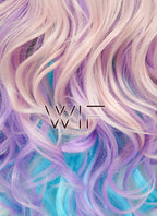 26" Wavy Pink Purple Blue Mixed Lace Front Synthetic Wig LF091