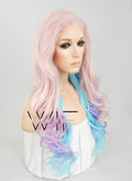 26" Wavy Pink Purple Blue Mixed Lace Front Synthetic Wig LF091