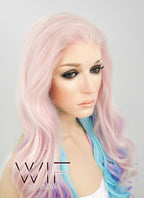 26" Wavy Pink Purple Blue Mixed Lace Front Synthetic Wig LF091