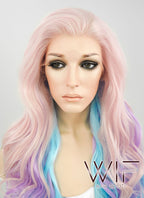 26" Wavy Pink Purple Blue Mixed Lace Front Synthetic Wig LF091