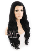 24" Long Curly Jet Black Lace Front Synthetic Hair Wig LF094