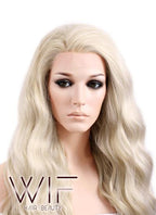 Long Curly Wavy 24" Light Ash Blonde Lace Front Synthetic Fashion Wig