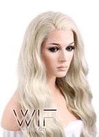 Long Curly Wavy 24" Light Ash Blonde Lace Front Synthetic Fashion Wig