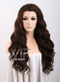 Long Curly Wavy 24" Two Tone Brown Lace Front Synthetic Fashion Wig