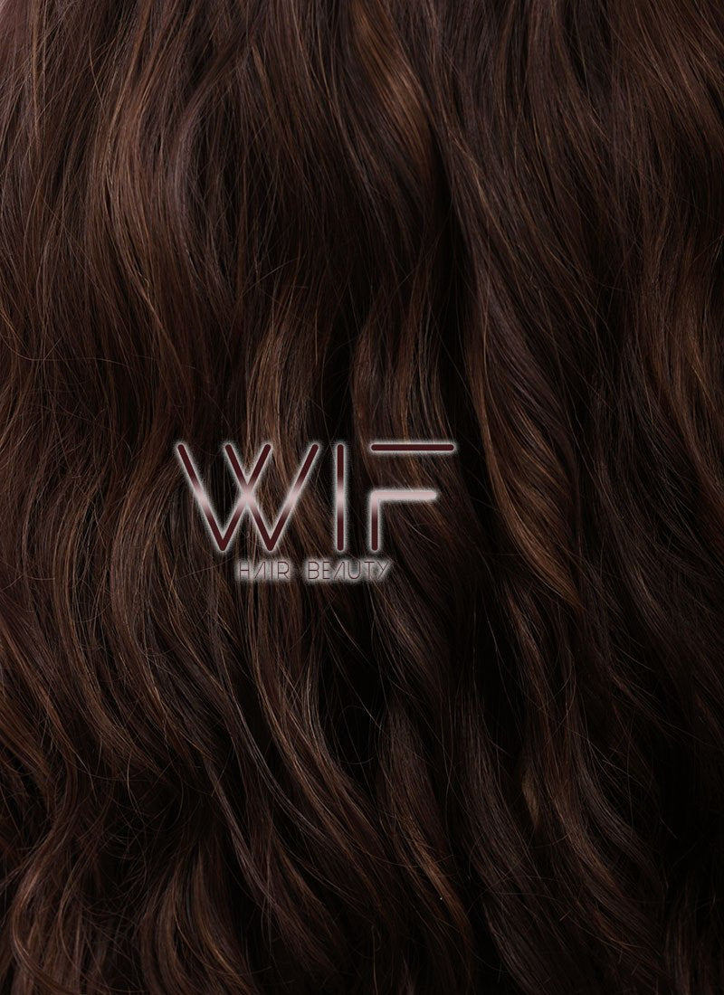 Long Curly Wavy 24" Two Tone Brown Lace Front Synthetic Fashion Wig