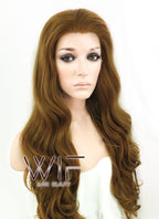 24" Wavy Golden Brown Lace Front Synthetic Wig LF109