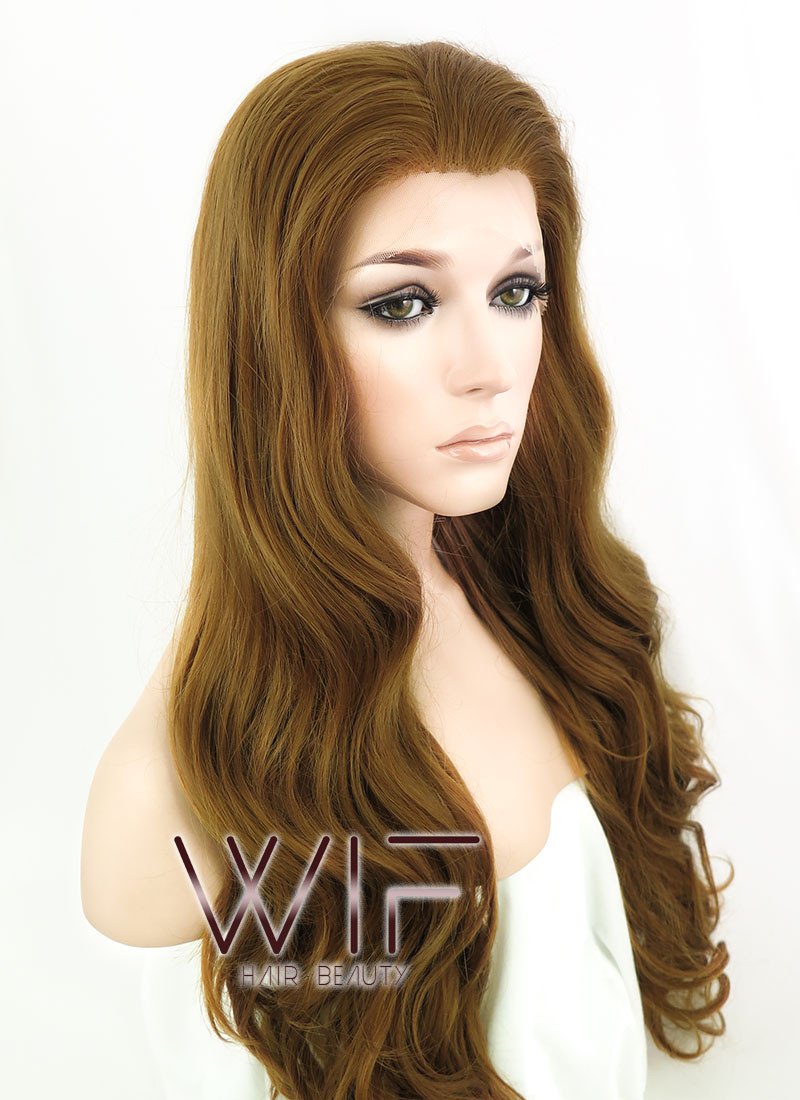 24" Wavy Golden Brown Lace Front Synthetic Wig LF109