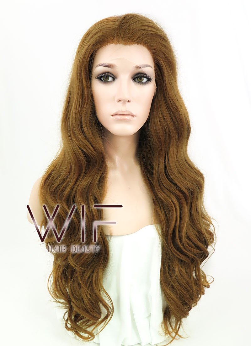 24" Wavy Golden Brown Lace Front Synthetic Wig LF109