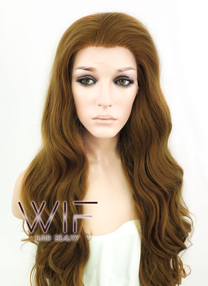 24" Wavy Golden Brown Lace Front Synthetic Wig LF109