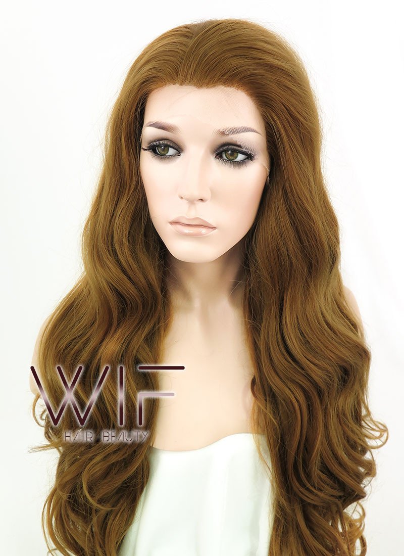 24" Wavy Golden Brown Lace Front Synthetic Wig LF109